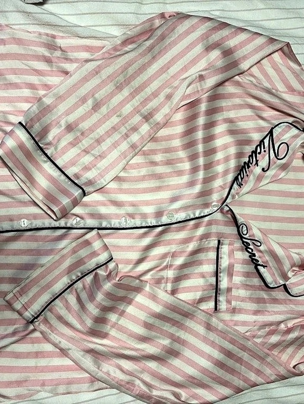 Victoria's Secret Pink & White Striped Pajama Set